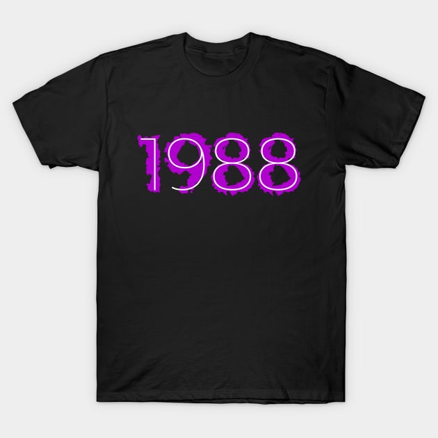 1988 Year Distressed Liquid Purple T-Shirt by Liquids